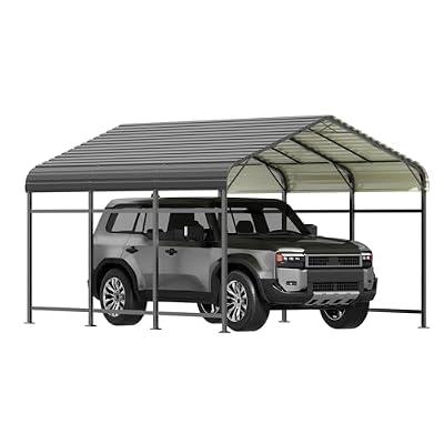 Devoko 10'x15' Heavy Duty Outdoor Carport - Galvanized Steel Car Canopy with Reinforced Base Frame, Outdoor Shelter for Cars, Trucks, Boats, Tractors & RV (Black)