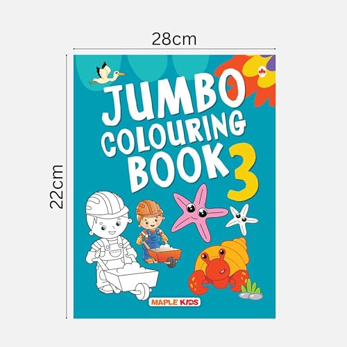 Image of Jumbo Colouring Book 3 - Coloring Activity - Gift to Children for Painting, Drawing and Colouring with reference guide - Colouring Activities Book for Kids Age 3+ Years