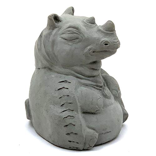 Designer Stone Meditating Rhino-Sealed for Outdoor Use, Handcrafted in The USA (Antique)