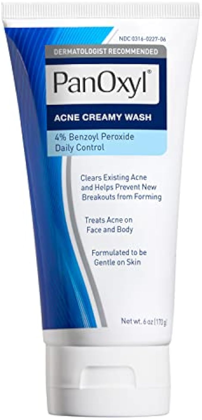 PanOxyl Antimicrobial Acne Creamy Wash, 4% Benzoyl Peroxide, 6 Ounce