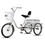 El triciclo tiene una canasta trasera grande, cargue la canasta convenientemente con comestibles, suministros o lo que sea que se adapte a sus compras diarias mientras se mantiene en forma.