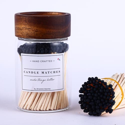 150Pcs 3'' Black Matches in a Jar with Striker, Glass Match