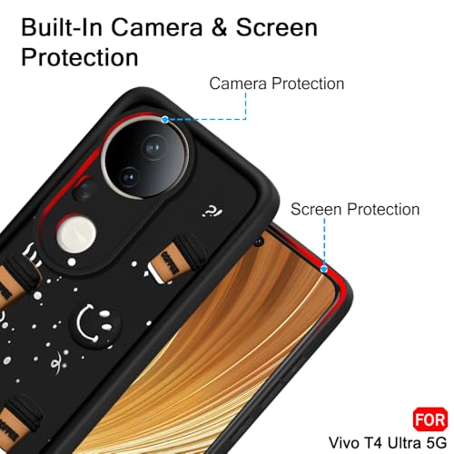 Image of TheGiftKart Back Cover Case for Vivo T4 Ultra 5G | Cute Fun Cartoon 3D Smiley Coffee Case | Full Camera Protection | Shockproof Back Cover Case for Vivo T4 Ultra 5G (Silicone, Black)