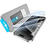 KUZOOM 2 Pack HD Clear Screen Protector for iPhone 15 Pro, 9H+ Tempered Glass Anti-Scratch Film, Easy Installation, Auto Alignment Dust Removal, Military-Grade Protection, Bubble-Free