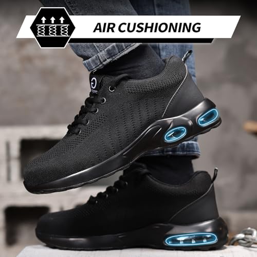 GLANOUDUN Steel Toe Shoes for Men Black Work Shoes Lightweight Safety Shoe for Men Indestructible Steel Toe Sneakers Industrial Construction Shoe Men's Work & Safety Footwear4