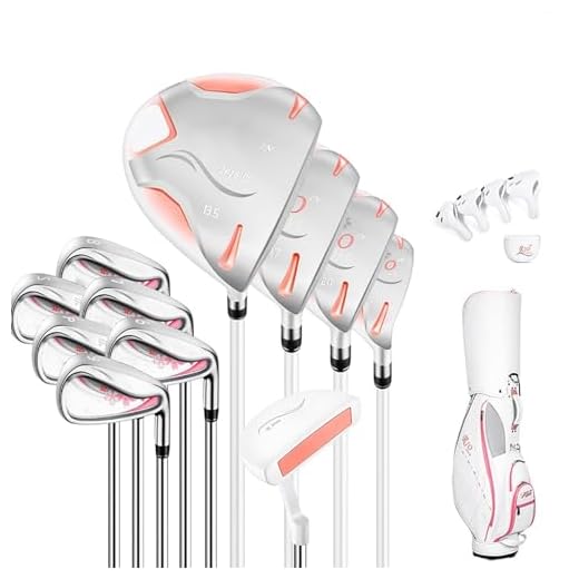 Ladies Full 11 Piece Golf Clubs Bundle Includes Titanium Golf Clubs, Fairway Woods No.3 & No.5, 4 Hybrid, Iron #6-9, Putter and Golf Bag for Women