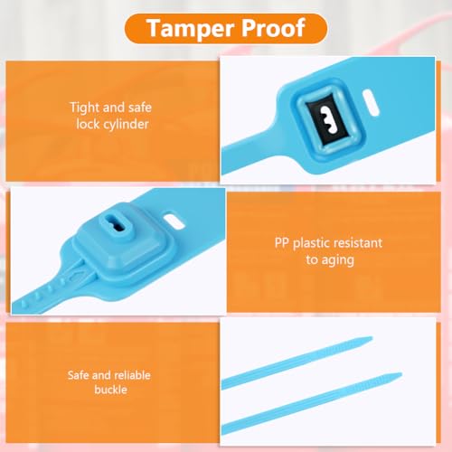 Flintronic 60x Plomben, SicherheitsPlomben aus Kunststoff, Kunststoff-Kabelbinder Tags mit nummeriert, kabelbinder tags bunte für Koffer,Reisegepäck,Kleidung, Schuhe (Flachstreifen)