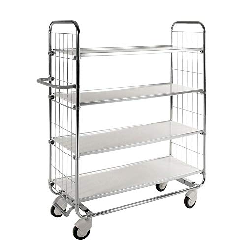 Kommissionierwagen 250 kg, mit 4 Böden u. Bremssystem, LxBxH 1.195 x 470 x 1.590 mm, verzinkt