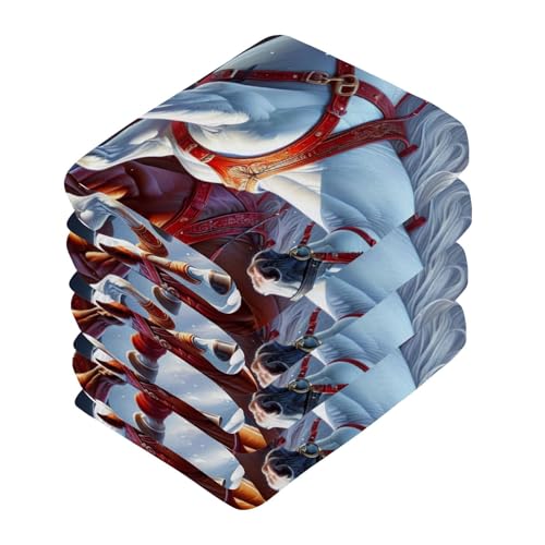 Msyxl 4-Pack Three Running Horses Washcloths for Bathroom, 12x12in Cotton Wash Cloths Soft Absorbent Face Cloths Towel for Your Face Body