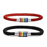 TempBeau Pride LGBTQ Rainbow Rope Bracelet Gifts - Handmade Braided Rope LGBT Couple Bracelet, Stain