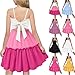 Girls Colorblock Tie Back Dress Spaghetti Strap Ruffle Hem Casual Summer Swing Beach Sundress for 4-15 Years