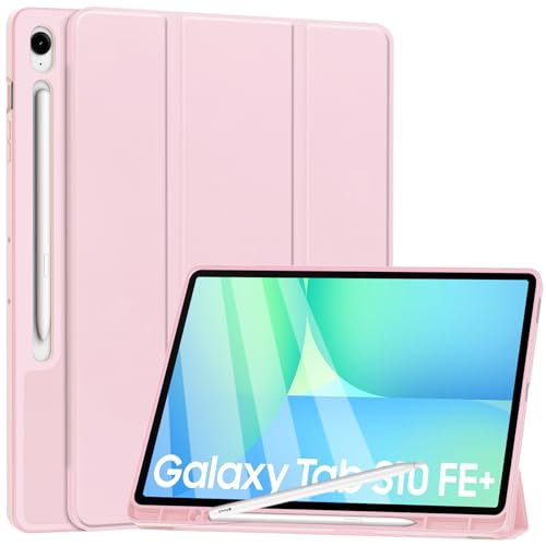 YRH for Samsung Galaxy Tab S10 FE+ Plus Case 13.1 2025 Back Soft TPU Tablet Cover with Auto Sleep/Wake Pen Holder 13.1 inch (Pink)