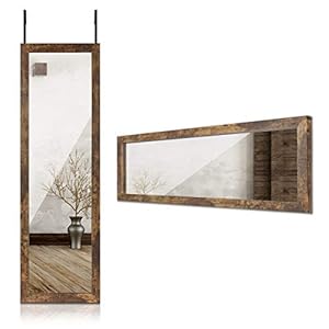 Sunix Wood Full Length Mirror 48 x 14 Wall Mirror with Wood Frame Full Length Door Mirror Hanging Mirror Body Mirror for Bedroom Rustic Frame