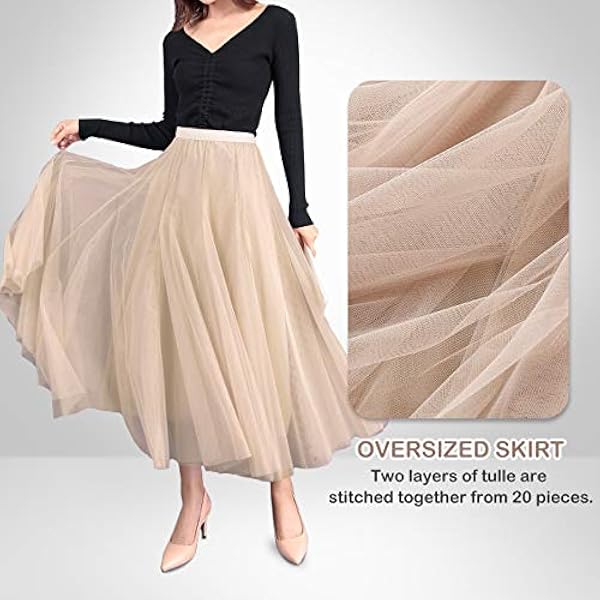 FEOYA Donna Gonna Tulle Moda Pieghe Principessa Gonne Vita Elastica per Festa Danza