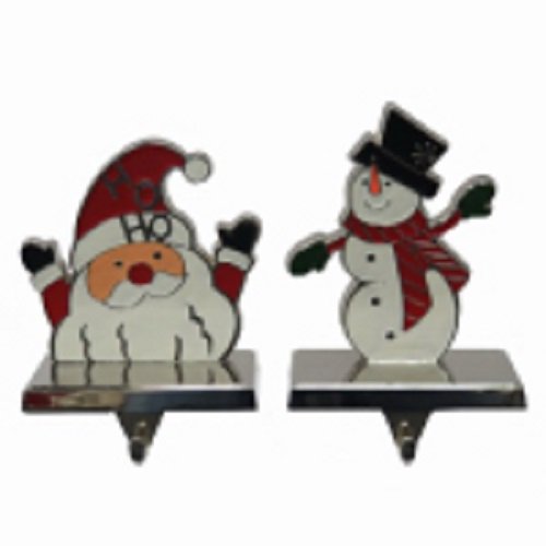 Santa and Snowman Stocking Hanger, 7 Inch, Holiday Decoration
