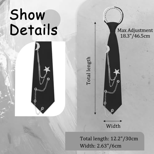 Image of LJBFNN Pre-Tied Ties for Women with Metal Chain, Uniform Shirt Accessory