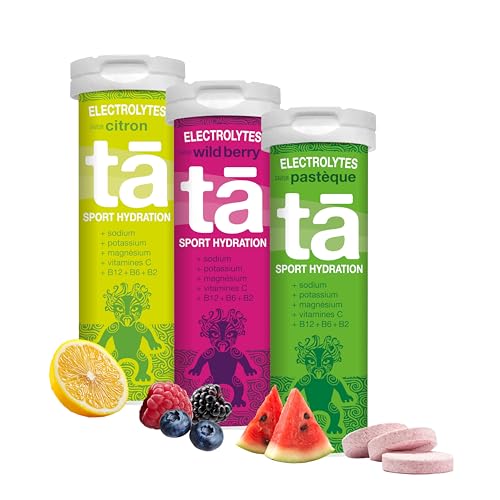 TA ENERGY - PACK x3 Tubes - Pastilles d'hydratation - Sels Minéraux - Vitamines - Faibles en calories - Réduit les crampes - MADE IN FRANCE (Citron fruits Rouges Pastèque, x3 Mix)