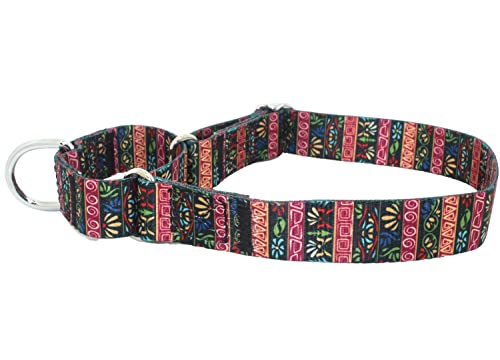 haoyueer Heavy Duty Nylon Adjustable Martingale Dog Collar for Walking Training Boy and Girl Dogs (L:45-53CM, Bohemian Purple)
