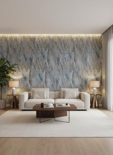 Image of VKR Waterproof Peel and Stick Vinyl Wallpaper | Self Adhesive Furniture Covering Sheet for Kitchen Countertops, Tables, Shelves & Wardrobes (Grey, Pack of 1)