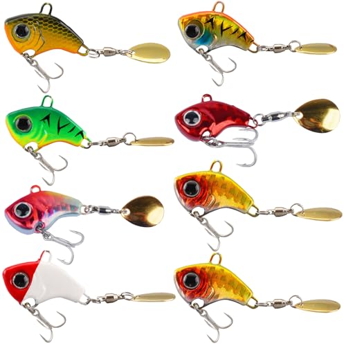 Dryxog 8 Pezzi Esche Artificiali Spinning Esche da Pesca Artificiali Spinning Mare Pesca Accessori Aspetto Realistico e Naturale Pratico Kit per Persico Luccio Trota Pesci Bass Vari