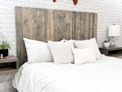 Barn Walls Solid Wood Headboard Gray Fog Oil-Based Finish with Smooth Natural Wood Grain, Wall-Mounted Panels, Adjustable Height, Rustic Coastal Bedroom, Built to Last, California King Size Head Board