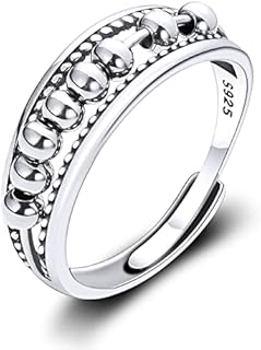 Anxiety Rings for Women Gifts, 925 Sterling Silver Fidget Ring for Anxiety Adjustable Spinner Ring Stress Relief Gift for Valentine's Day with Storage Box
