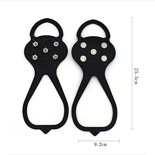 Universal Non-Slip Gripper Spikes, 2024 Upgraded Anti-Skid Snow Ice Shoe Spikes with 5 Tooth Steel Nails, Premium Traction Cleats Ice Snow Grips Anti Slip Silicone for Hiking Fishing (Adult, Black) - Thumbnail 2