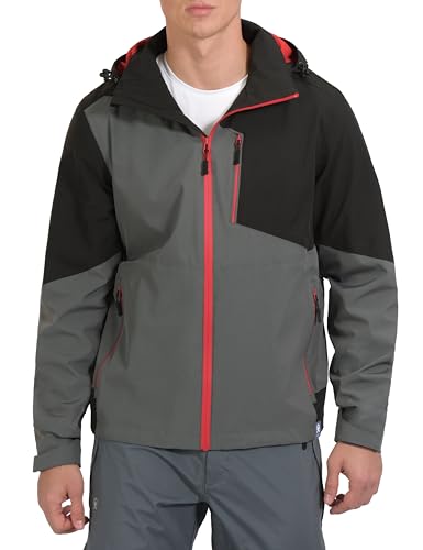 Little Donkey Andy Men's Waterproof Rain Jacket Breathable Windbreaker Outdoor Rain Coat with Detachable Hood