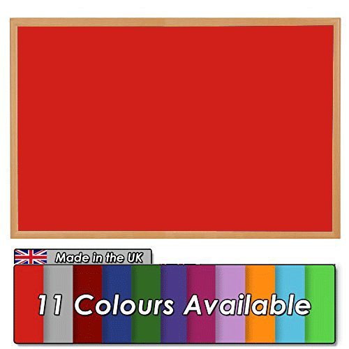 Wonderwall Premier Eco-Friendly Red Felt Noticeboard, 90 x 60 cm, Light Oak Wooden Effect Frame - Ideal for Office, School, Healthcare, Library