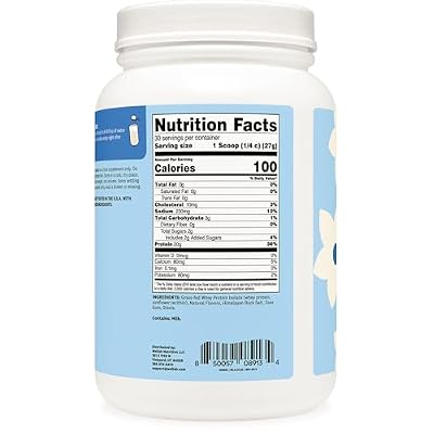Wellah Grass-Fed Whey Protein Isolate (Vanilla) 30 Servings - 20g of Protein, 100 Calories Per Serving, Naturally Sweetened