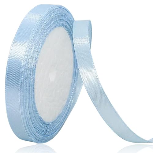 Light Blue Satin Ribbon 3/8 Inch x 25 Yards, Thin Ribbon for Gift Wrapping