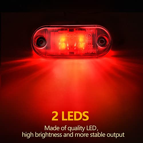 Image of Tallew 10 Pcs LED Trailer Side Marker Lights 2 Diode Oval 2.5in,Amber, Red | Waterproof Clearance Marker for Truck Boat Rv Trailer, Equipped with Mounting Screws, Easy Mount, Running Signal Lighting