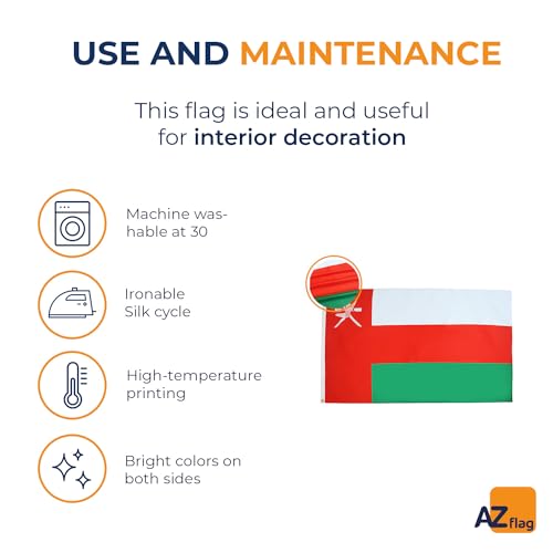 Image of AZ FLAG - Oman Flag - 3x5 Ft - Light Polyester Omani Banner with Two Brass Eyelets - Fade Resistant - Vivid Colors - 3' x 5' Feet - 150x90 Cm