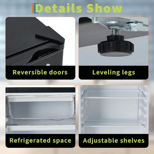 Image of 3.2 Cu.Ft. Compact Refrigerator, 7 Speed Adjustment, Energy-Efficient, Black, Single Door