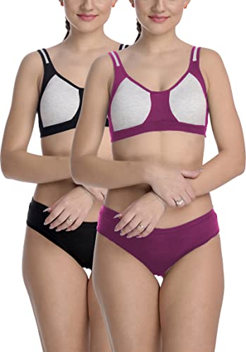 Image of StyFun Cotton Blend Sports Sets, Lingerie Set for Women, Combo Everyday Bra Panty, See Main Image to Check How Many Sets You Will Get