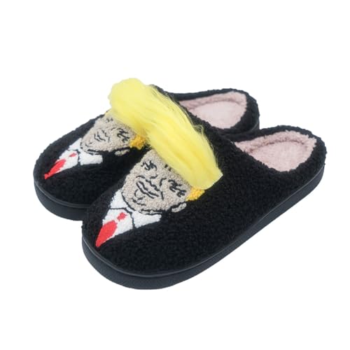 Trump Slippers With Hair - Funny Wig Cute Unisex House Fuzzy Shoes Animal Plush for Women & Men4