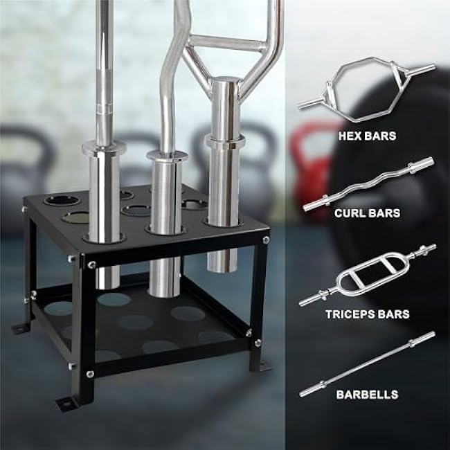 Barbell Holder Vertical Storage Rack, Heavy Duty Floor Stand Barbell Storage Rack, 9 Barbells Olympic Barbell Holder, Barbell Rack Stand Fit 2-inch Olympic Bars Olympic Bars, Curl Bars, Triceps Bars