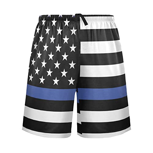 Summer Men's Sleep Shorts, American Police Flag Pajama Bottoms Pants