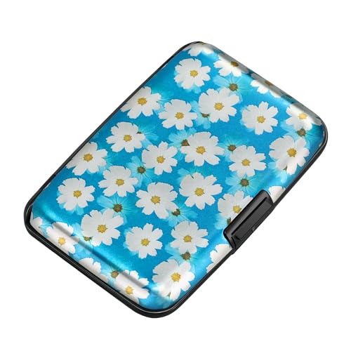 Image of ELFISH RFID Blocking Credit Cards Holder Aluminum Wallet Metal ID Case for Men Women, Blooms, Casual Elegant