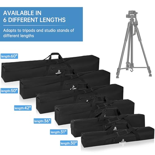 TORIBIO Tripod Carrying Case, 31x5.5x5.5in Heavy Duty Tripod Bag with Shoulder Straps and Handles, Multifunctional Monopod Case for Music Stand, Lights, Speakers, Cameras, Booms, Microphone Stands