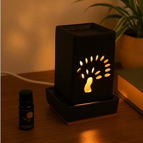 Image of Pure Source India Electric Aroma Burner, With 10 ML Lemon Grass (Black Color)