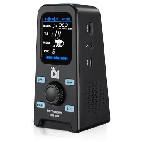 POGOLAB Digital Metronome, 2 in 1 Rechargeable Bluetooth Speaker, Large LCD Display & Loud Volume, with Earphone Jack & English Vocal Counting & TAP Function, for Piano/Guitar/Drum/Violin (Black) Cover