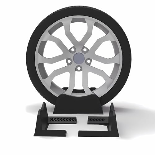 タイヤラック 調整可能なABS製ガレージ 保管 収納 タイヤ置き 積載量100kg 工具不要 組立簡単 軽量 黒色 (1個入り)