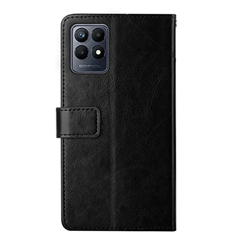 Rfvzubemok Compatible con Realme Narzo 50 4G Funda,Compatible con Realme Narzo 50 4G PU de Cuero Ranura para Tarjetas Cierre magnético Flip Kickstand Black
