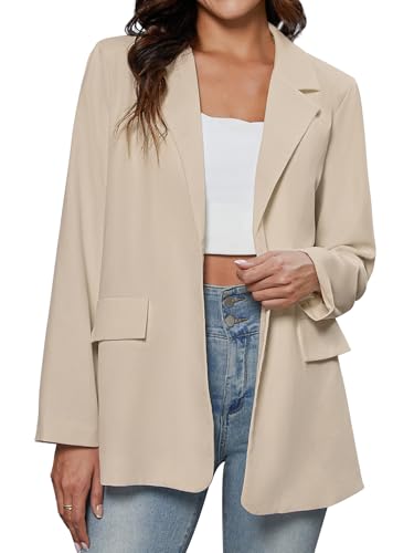 Women's Casual Summer Blazers Open Front Cardigan Button Lightweight Work Blazer Jackets with Pockets