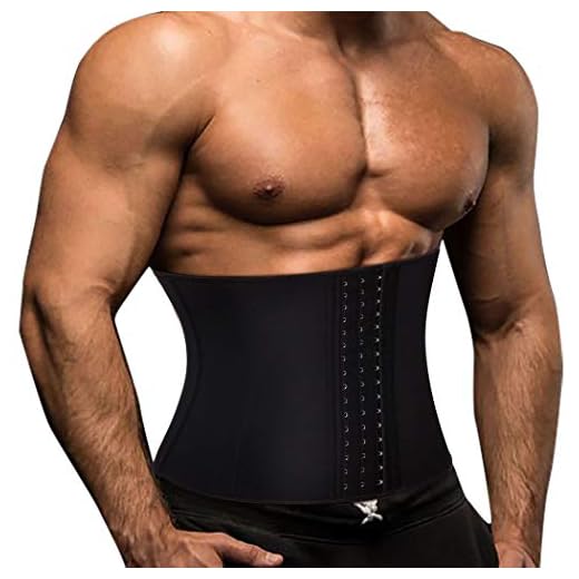 TOAOLZ Mens Sweat Sauna Suit Waist Trainer Neoprene Workout Body Shaper Slimming Corset Adjustable Belt Back Support Band Black