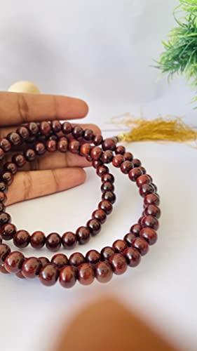 Image of RDK Sandalwood (Chandan) Islamic Tasbih Prayer Mala Beautiful Engraved Allah Mohammad TASBEEH /Muslim Prayer Beads /TASBIH /SIBHAA Islamic Salat Prayer Tasbeeh 100 Beads (Red Sandalwood 8 MM)