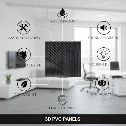 Image of Kayra Decor 3D PVC Wall Panel - Fluted Design, Grey Pine Wood Color 19.7 inch x 19.7 inch (Pack of 18) - Covers 48.51 Sq. Ft.