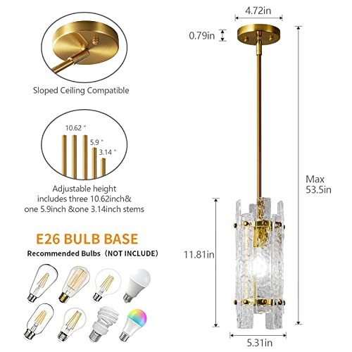 Liangmh Modern Crystal Pendant Lighting Gold Pendant Lights Mini Glass Chandeliers, Adjustable Pendant Light Fixture For Kitchen Island Bedroom Living Room Dining Room Corridor(2Pack) #TOP3