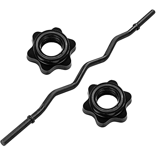 MOVIT SZ Barre Curl - Standard, Professionnelle, 30mm, Choix 120cm (7kg) / 130cm (8kg), Chromée/Noire, Fermeture Étoile/Ressort - Musculation, Fitness, Gym